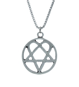 Heartagram Örme Zincir Kolye - Gümüş Kaplama - Erkek Kadın Kolye - No:1361