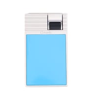 Caseti Tek Torch Perde Alev Mavi Gümüş Metal Puro Çakmağı