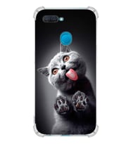 PrintiFy Oppo A5S Uyumlu Kedi 2 Baskılı Şeffaf Köşe Korumalı Antişok Kılıf