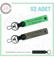 Yolların Sürücülerine Özel İsim Ve Plaka Yazılı x2'li Anahtarlık Hediyelik Set, Kül Gri-F Yeşil-Syh