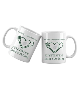 Diyetisyen Temalı Kişiye Özel Kupa Bardak – İsim Yazılı Diyetisyen Meslek Kupası Diyetisyen Hediyesi (Beyaz)