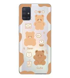 Samsung Galaxy A51 Uyumlu Cute Bear Tasarımlı Şeffaf Telefon Kılıfı
