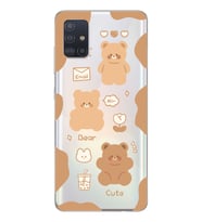 Samsung Galaxy A51 Uyumlu Cute Bear Tasarımlı Şeffaf Telefon Kılıfı