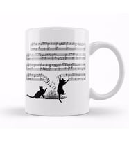 Yaramaz  Komik Müzik Notalı Kedi Cat Kupa Bardak Porselen