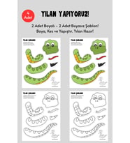 Yılan Yapma Şablonu, 4 Adet A4 Boyut, Kalın Kağıt.