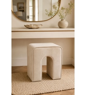 Dekoratif Puf Tabure Krem Baby Face Kumaş 43x37x43 cm