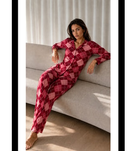 Night Kadın Desenli Basic [REDACTED]ış Pijama Takımı