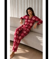 Night Kadın Desenli Basic [REDACTED]ış Pijama Takımı
