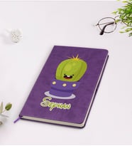 BK Gift Kişiye Özel Kaktüs Tasarımlı Mor Termo Deri Defter Model 10
