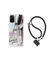 General Mobile Gm 21 Plus Kılıf Ipli Boyun Askılı Desenli Silikon Yeşil Mermer