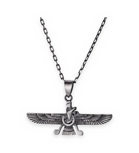 KAMBO El Yapımı 925 Ayar Gümüş Faravahar Büyük Boy Kolye - 50 cm