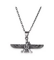 KAMBO El Yapımı 925 Ayar Gümüş Faravahar Büyük Boy Kolye - 50 cm