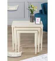 1.sınıf Mdf Ve Lake Boya Krem 3lü Zigon Sehpa Takımı