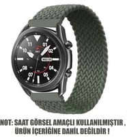 Samsung Gear S3 Classic için Kordon, (Medium Size, 155mm) Braided Solo Loop Band Koyu Yeşil [Gear S3 Classic ile Uyumlu Kordon - Koyu Yeşil]