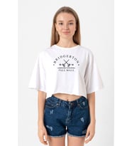 Bridgerton Pall Mall Logo Beyaz Kadın Crop Tshirt