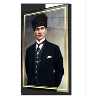 Atatürk Cam Tablo Ev ve Ofis Duvar Dekoru Hediyelik Büyük Tablo Dayanıklı Cam