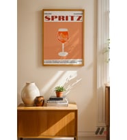 Spritz Kokteyl Posteri, Ahşap Çerçeveli Duvar Tablosu - Mutfak Dekorasyonu