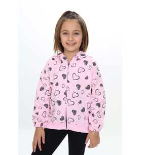 Toontoy Kız Çocuk Kapüşonlu Hırka (Pembe)