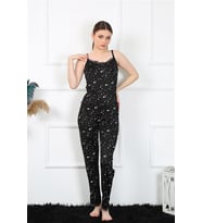 Akbeniz Kadın İp Askılı Siyah Pijama Takım 4137