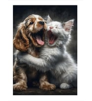 Yavru Köpek Ve Kedi Dekoratif ahşap Tablo