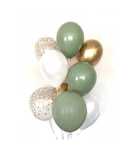 Küf Yeşilli Balon Demeti ( Şefaf Balon-krom Balon -beyaz Balon) M606