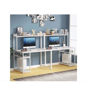 Zizuva Tasarım İki Kişilik Raflı Ergonomik Çalışma Masası