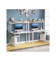 Zizuva Tasarım İki Kişilik Raflı Ergonomik Çalışma Masası