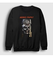 Presmono Unisex Siyah Here Papa Ghost Sweatshirt 403807tt