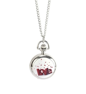 Love Desen Kapaklı Mini Cep Saati