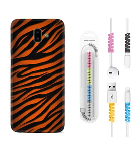 Samsung J6 Plus J7 Prime J7 Pro M20 Kılıf Kablo Koruma Spiral Silikon Leopar Yeni 1676
