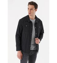 Slim Fit Çıt Çıt Kapamalı Yan Ve Üstten Kapak Cepli Astarlı İnce Baharlık Mont (Siyah)