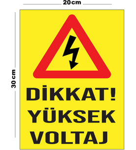 Metal Dikkat Yüksek Voltaj 20cm x 30cm A4 Büyüklüğünde Uyarı Levhası Yönlendirme Tabelası