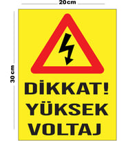 Metal Dikkat Yüksek Voltaj 20cm x 30cm A4 Büyüklüğünde Uyarı Levhası Yönlendirme Tabelası
