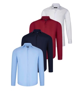 DÖRTLÜ SET G726 DEWBERRY GÖMLEK-BEYAZ-LACİVERT-BORDO-MAVİ (Karışık)