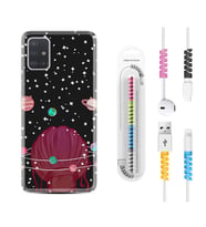Samsung a71 A72 A73 A7 A9 2018 C7 C9 Kılıf Kablo Koruma Spiral Silikon Space Woman 1311