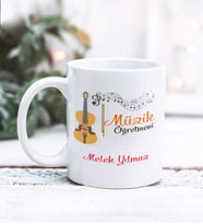 Müzik Öğretmeni Tasarımlı Kişiye Özel Kupa Bardak (Beyaz)