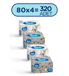 SELPAK El Ve Yüz Havlusu Kutulu Mermer Desen 4*80 Yaprak