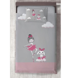 MEKTA HOME BEBEK VE ÇOCUK ODASI Prenses Kız ve Tavşan Desenli Seksekli Yatak Örtüsü