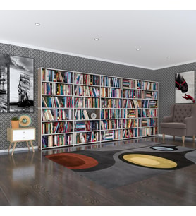 Kenzlife kitaplık süper ga crd 180*400*19 6 katlı 5 bölme çift bölme opsiyonlu ofis mutfak banyo dolabı arkalıksız