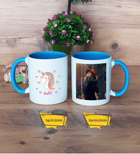 Unicorn Kupa Bardak Mavi Fotoğraflı