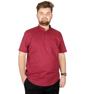 Mode XL Buyuk Beden Erkek Kısa Kol Hakim Yaka 20387 Mürdüm