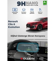 S-Dizayn Renault Clio 6 Evolution 9H Nano Dijital Gösterge Ekran Koruyucu (PARLAK) 2026 Üzeri A+ Kalite