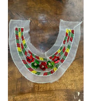 RENKLİ BONCUK İŞLEME YAKA DİKİŞ APLİKE 24X9 CM