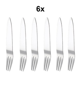 Paslanmaz Çelik 6 Adet 11,5 cm Üç Dişli  Meyve Tatlı Ve Kek Çatalı cin745by-6