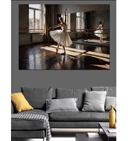 Stüdyoda Dans Eden Zarif Balerin Dekoratif Kanvas - Mdf Ahşap Tablo