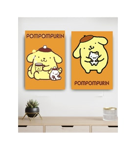 Pompompurin Kuromi Kapı Süsü Duvar Dekorasyon baskı Tablo MDF Konsept Dekor Tablo set 2'li(19x28 cm)