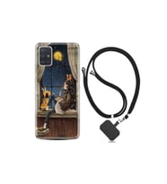 Samsung Galaxy A51 Kılıf Desenli Silikon Boyun Askılı Ananas Camera Glass 1358