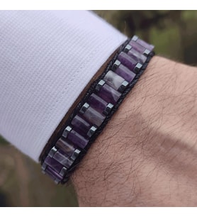 Clays Jewellery Ametist & Hematit Taşı Silindir Bileklik 