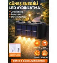 2 Adet Güneş Enerjili 6 LEDLİ Duvar & Bahçe Aydınlatması Su Geçirmez Otomatik Yanan Işık Efekti