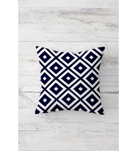 Lacivert Geometrik Desenler Çift Tarafı Baskılı Gizli Fermuarlı Yastık Kılıfı Kırlent Yastık Kılıfı (Siyah)